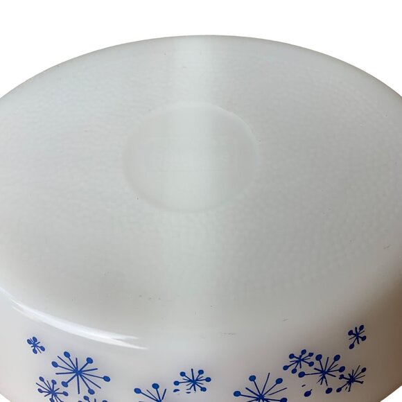 Vintage Glasbake Divided Serving Dish Rate Blue Atomic Starburst oval - Picture 4 of 5